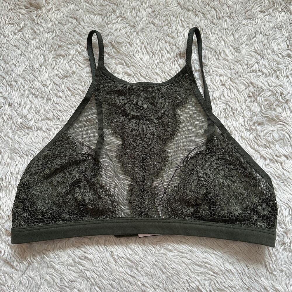 Victoria's Secret Body S Lace Bralette Olive Green Fairy Grunge Boho Whimsygoth